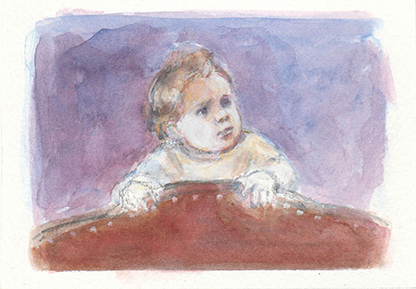 8 x 6 cm aquarel